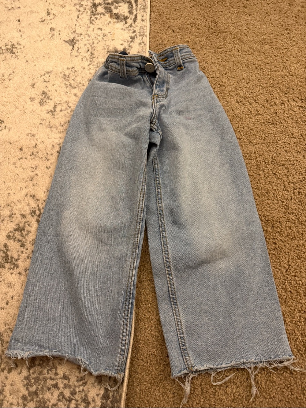 wonder nation Light Wash Wide-Leg Jeans with Frayed Hem Detail